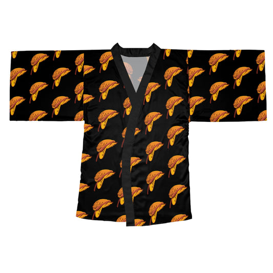 Anthurium- Gold Long Sleeve Kimono Robe (AOP)