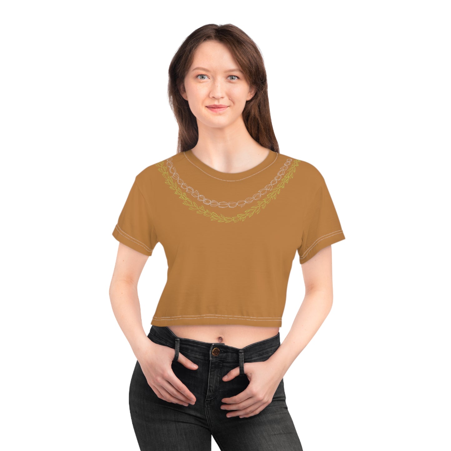 Pikake pakalana layered Crop Tee (AOP)