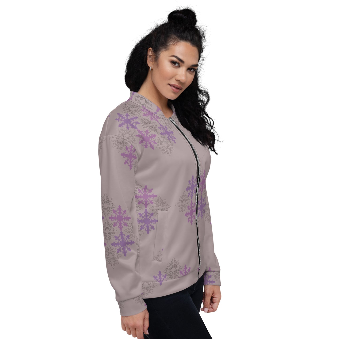 Puakenikeni pattern -purple Unisex Bomber Jacket