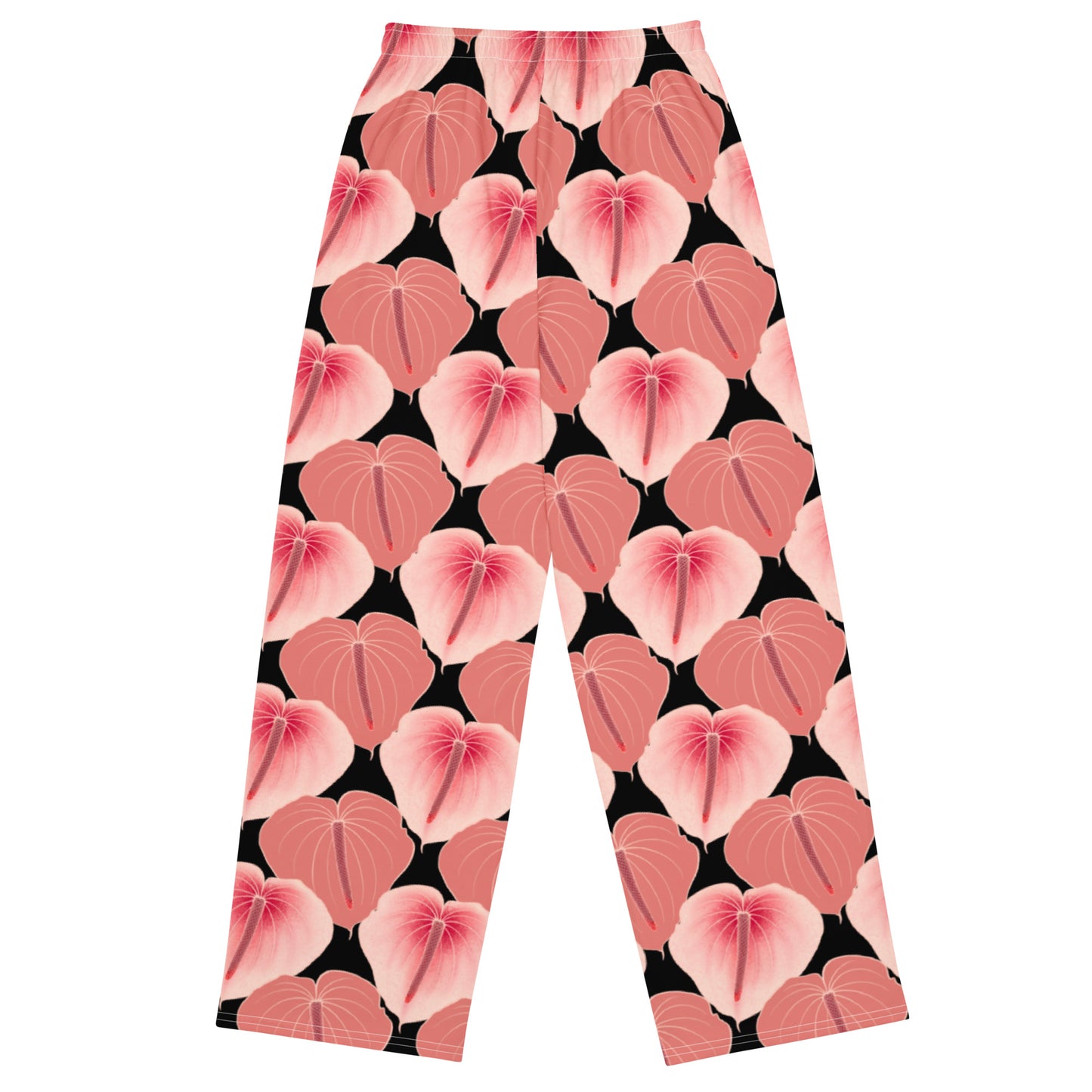 Anthurium- black All-over print unisex wide-leg pants