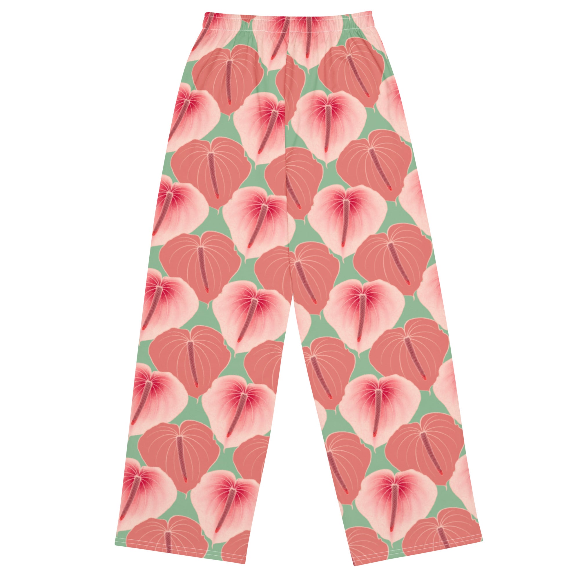 Anthurium- green All-over print unisex wide-leg pants – Mahealani